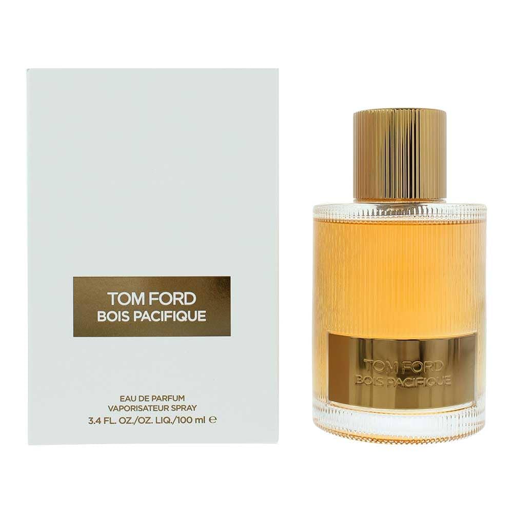 Tom Ford Bois Pacifique Eau de Parfum in a chic bottle with a golden label and elegant packaging