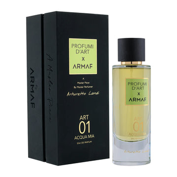 ARMAF perfume bottle and black box packaging for Art 01 • Acqua Mia eau de parfum fragrance