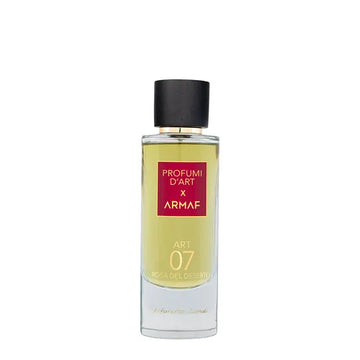 ARMAF ART 07 Rosa del Deserto fragrance perfume bottle with black cap and yellow liquid