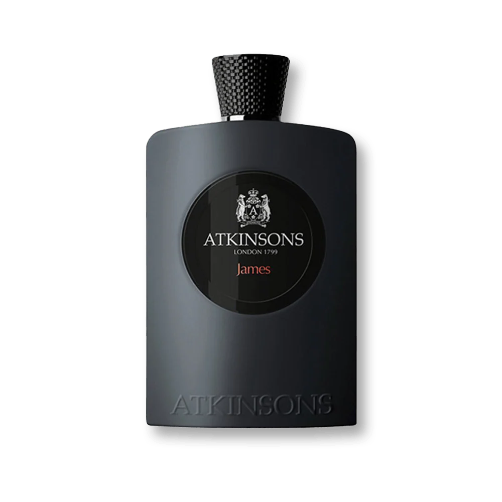 Atkinsons James Eau de Parfum 100ml black elegant bottle with textured cap and embossed logo