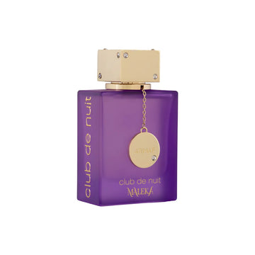 ARMAF Club de Nuit Maleka EDP 105ml purple perfume bottle with gold cap and pendant