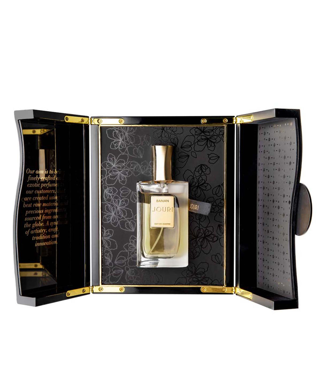 Jouri Banan EDP 50ml Dubai perfume bottle with gold cap and elegant clear glass design
