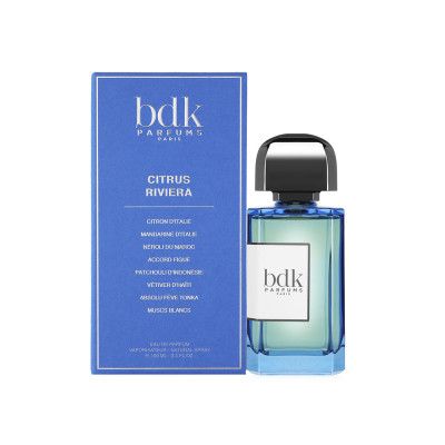 BDK Citrus Riviere Eau de Parfum bottle with blue gradient glass and matching blue box packaging