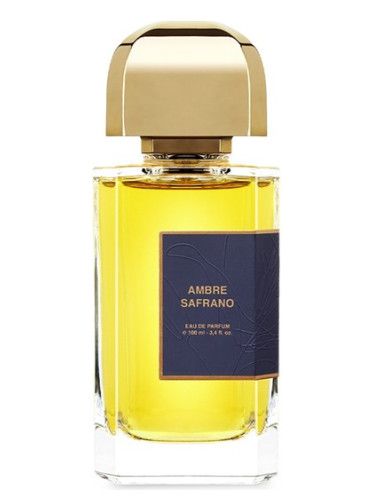 BDK Parfums Ambre Safrano perfume bottle with golden cap and amber-colored fragrance