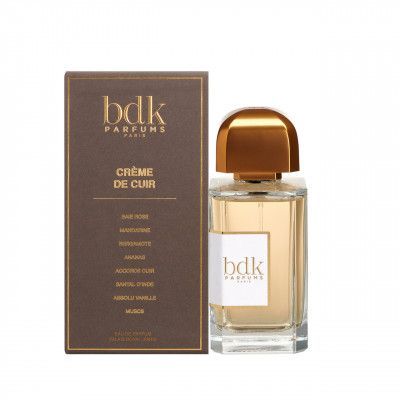 BDK Parfums Creme De Cuir 100ml perfume bottle with gold cap and matching brown packaging box