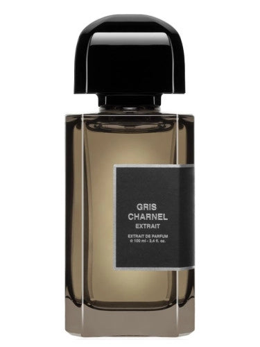 BDK Parfums Gris Charnel Extrait 100ml perfume bottle with black cap and smoky gray liquid