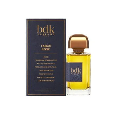 BDK Parfums Tabac Rose 100ml perfume bottle with golden cap and navy blue packaging box