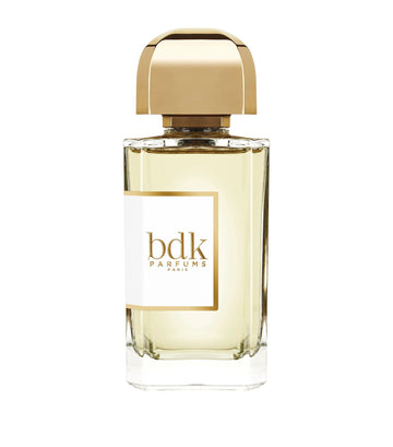 BDK Parfums Tubereuse Imperiale EDP perfume bottle with gold cap and clear glass showing light yellow fragrance