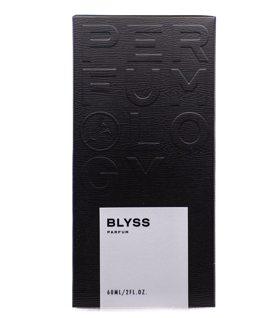 Perfumology Blyss 60ML perfume Dubai in a clear glass bottle with wooden cap and beige label