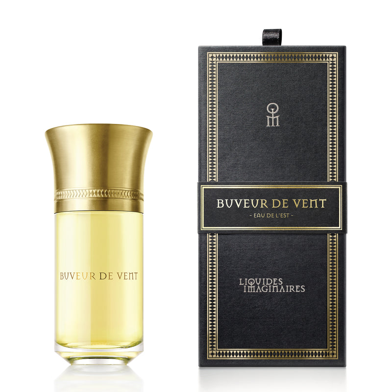 Liquides Imaginaires Buveur de Vent perfume bottle with gold cap and light yellow fragrance