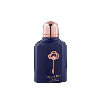 ARMAF Club De Nuit Private Key perfume bottle in navy blue with rose gold cap and key design