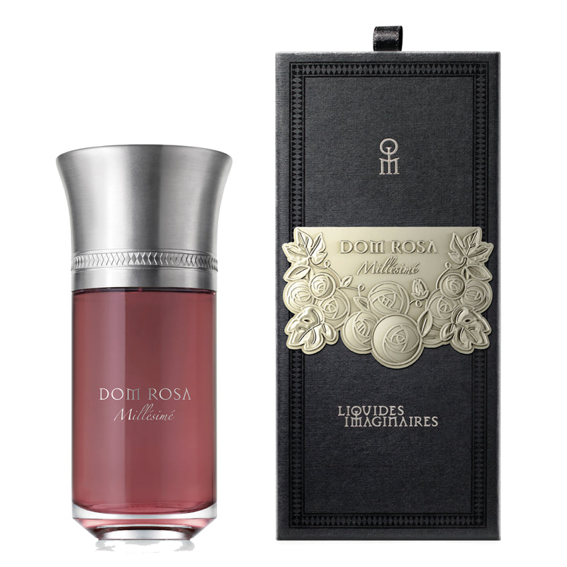 Dom Rosa Millésimé perfume by Liquides Imaginaires in a sleek pink bottle with silver cap