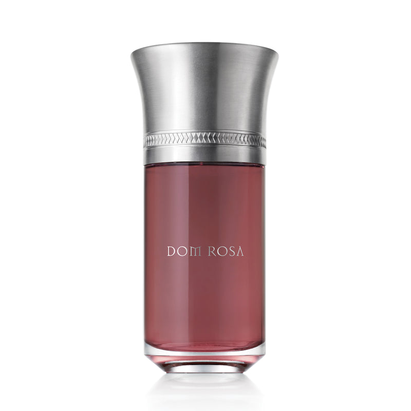 Dom Rosa niche perfume by Liquides Imaginaires in elegant dark pink bottle with silver cap