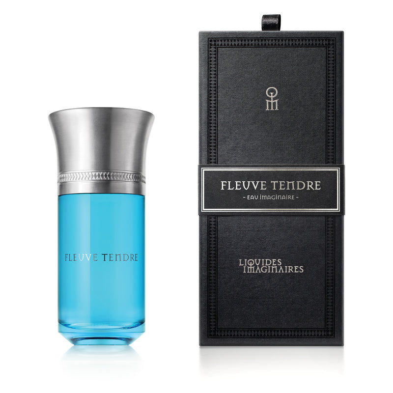 Liquides Imaginaires Fleuve Tendre luxury perfume in blue glass bottle with silver cap