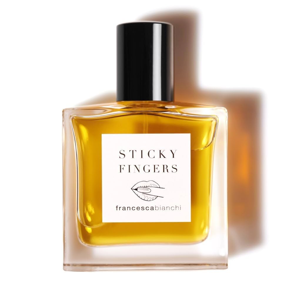 Francesca Bianchi Sticky Fingers perfume in a sleek glass bottle with a black cap and elegant label