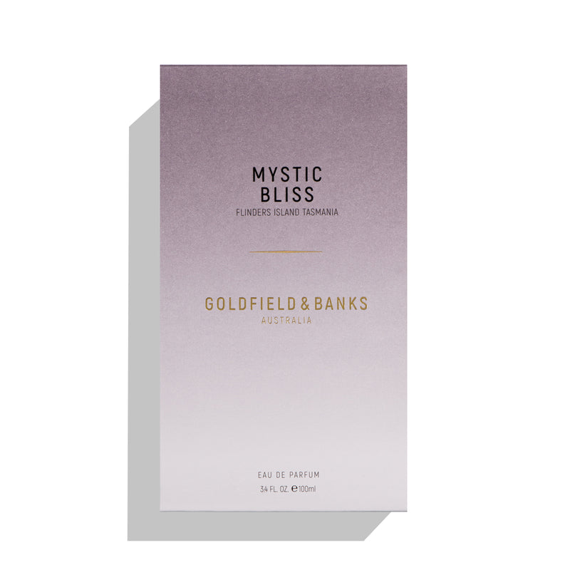 Goldfield & Banks Mystic Bliss perfume 100ml Eau de Parfum box with purple gradient design