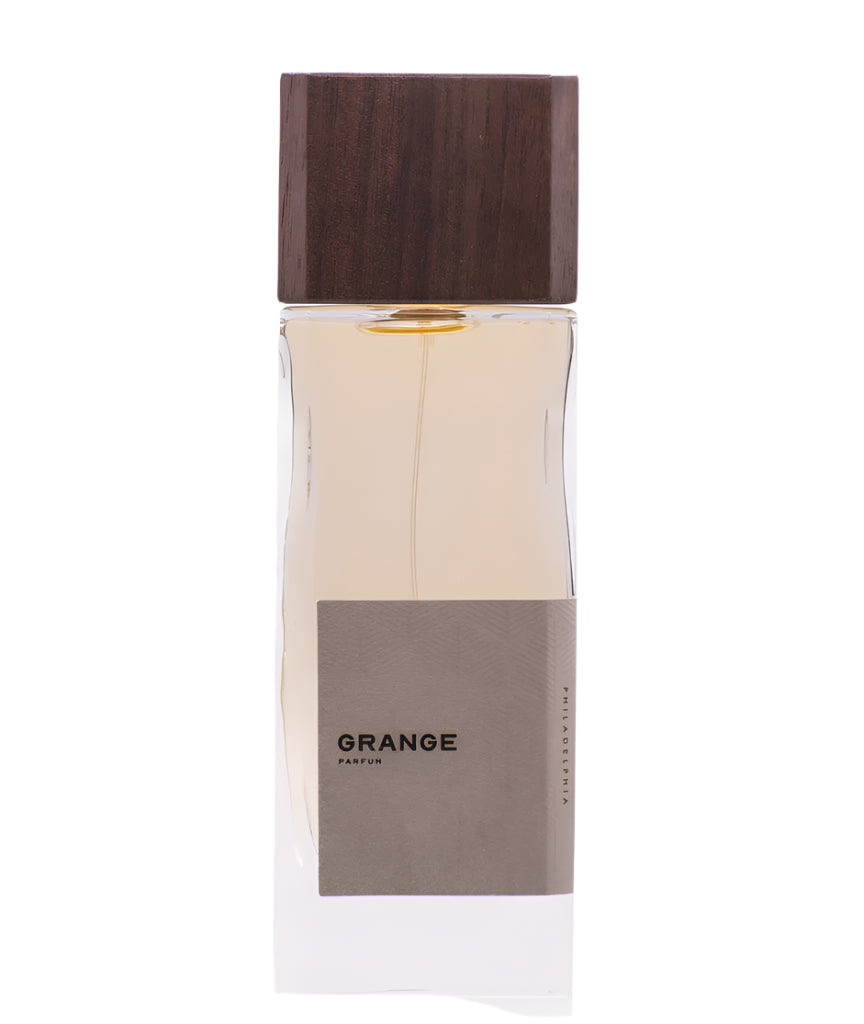 Perfumology Grange 60ML niche perfume bottle with wooden cap and minimalist label design