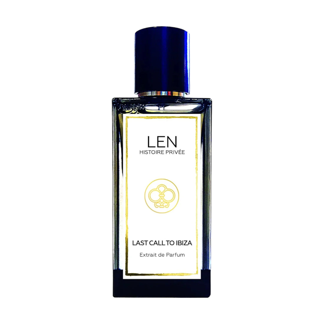 LEN FRAGRANCES Last Call to Ibiza perfume in elegant glass bottle with black cap