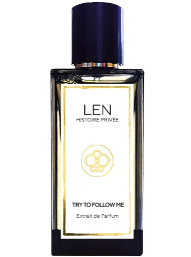 LEN FRAGRANCES TRY TO FOLLOW ME perfume review showing elegant black and gold extrait de parfum bottle
