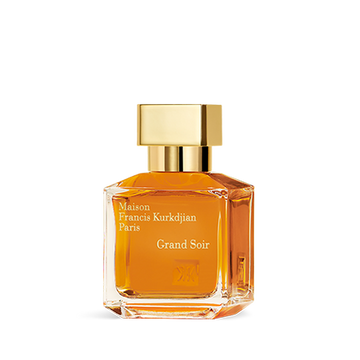 Maison Francis Kurkdjian Grand Soir Eau de Parfum 70ml bottle with golden cap and amber fragrance