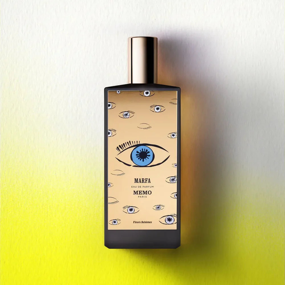 Memo Marfa Eau de Parfum 75ml featuring an eye-catching bottle design with vibrant colors