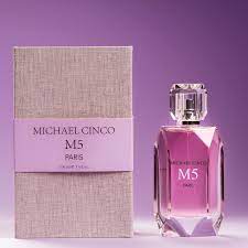 MICHAEL CINCO M5 niche perfume purple bottle with elegant crystal cap and matching gift box