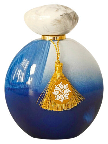 Soul of Mine OBSESSION luxury perfume bottle with blue gradient design and gold tassel