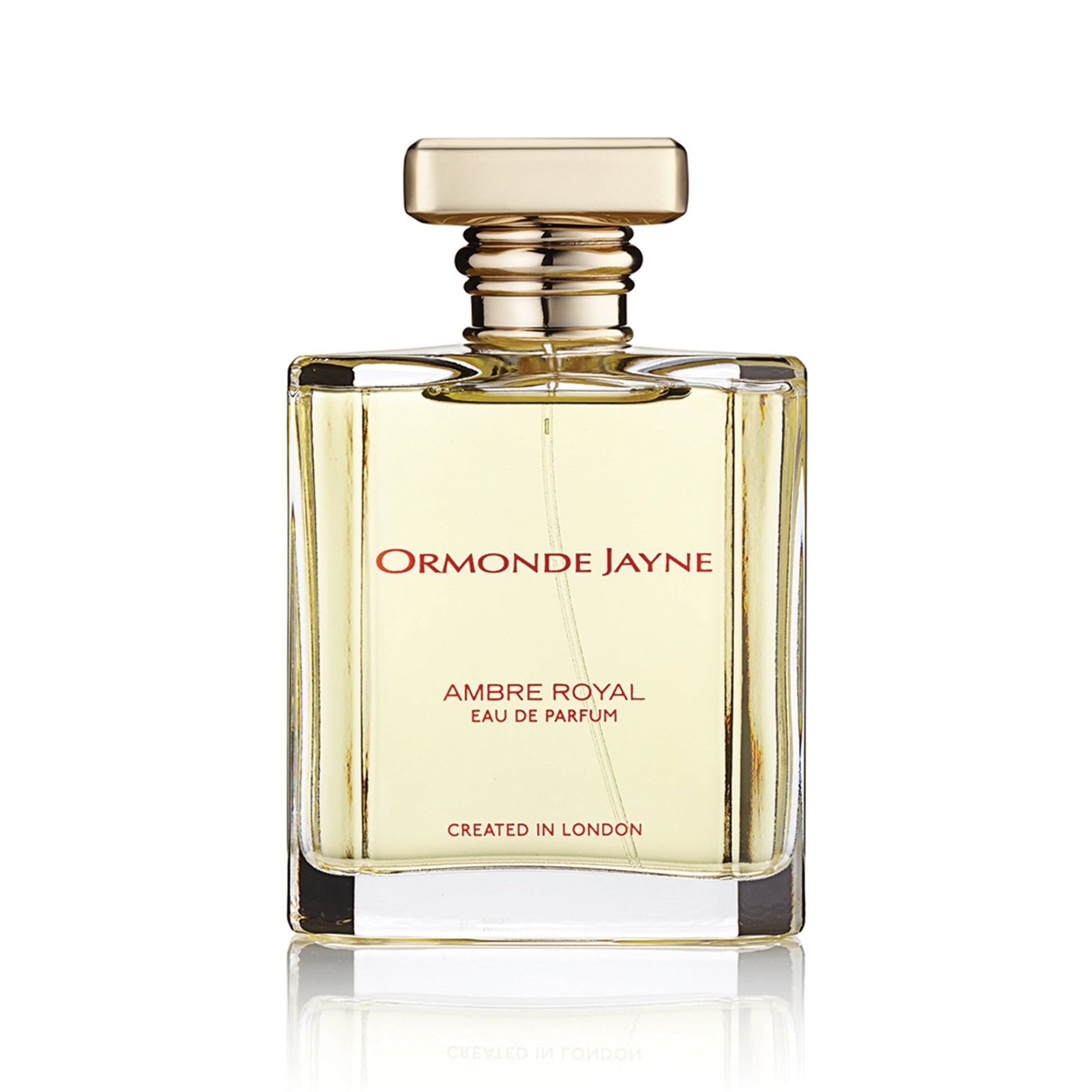 Ormonde Jayne Ambre Royal perfume 120ml bottle with clear glass and gold cap