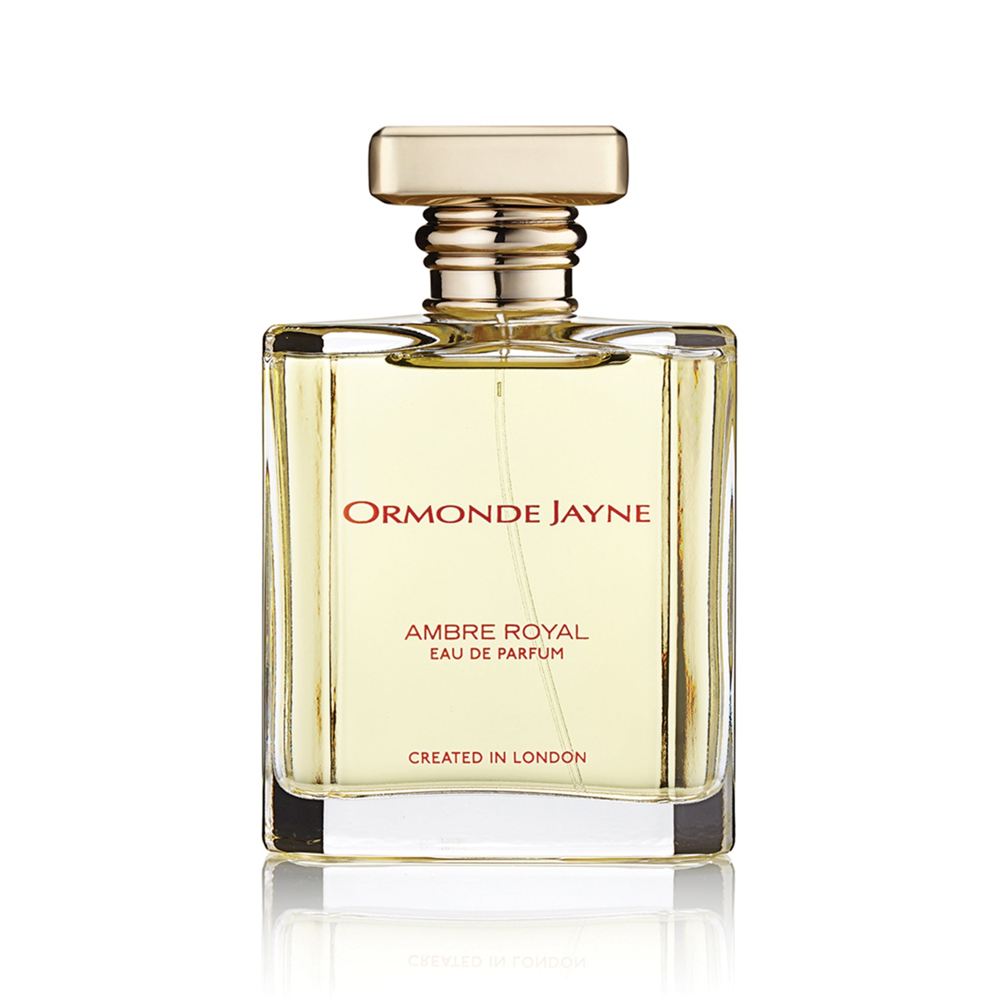 Ormonde Jayne Ambre Royal perfume 120ml bottle with clear glass and gold cap