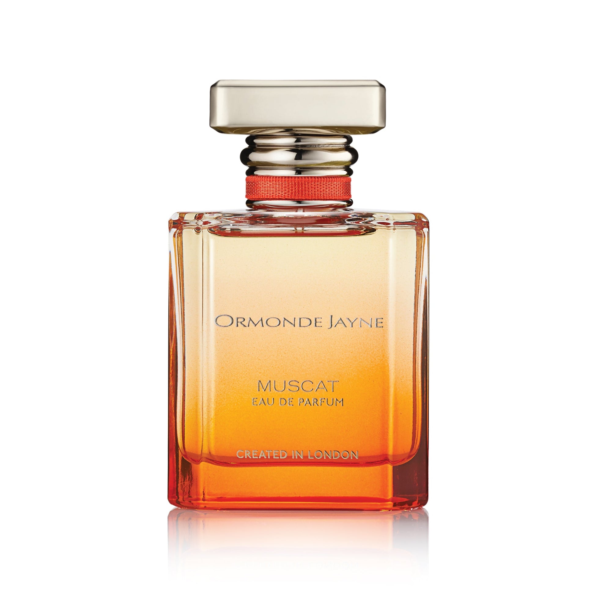 Ormonde Jayne Muscat niche perfume in a rectangular gradient amber glass bottle with gold cap