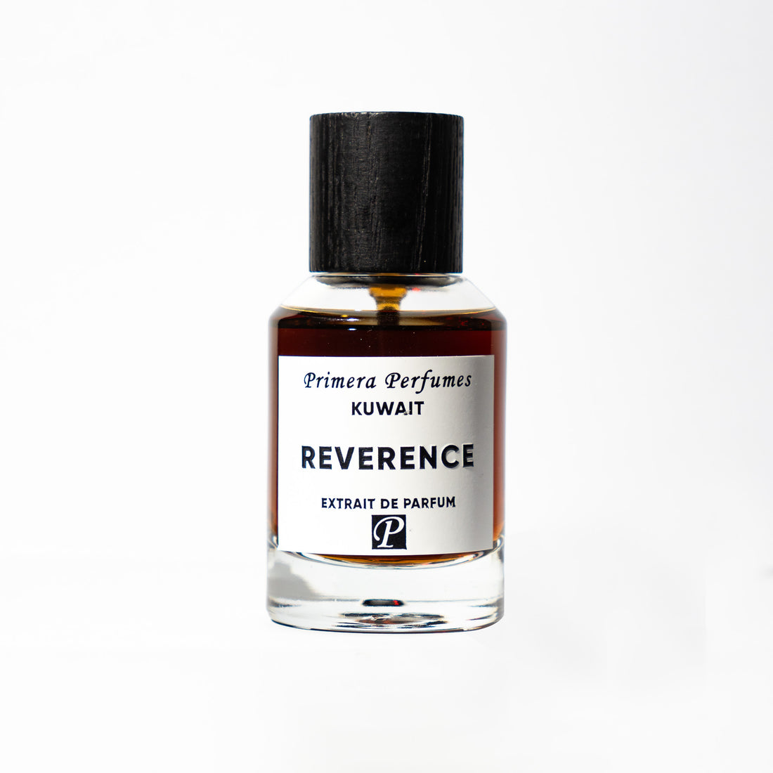 Primera Perfumes Reverence perfume 50ml bottle with black cap and white label