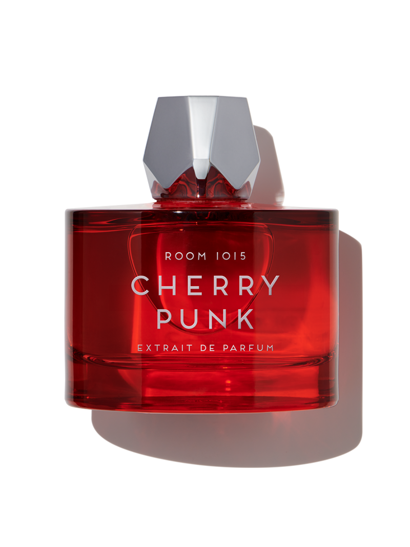 Room 1015 Cherry Punk Extrait perfume in a striking red bottle with a silver cap