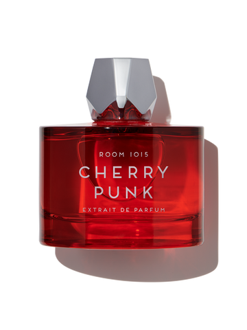 Room 1015 Cherry Punk Extrait perfume in a striking red bottle with a silver cap