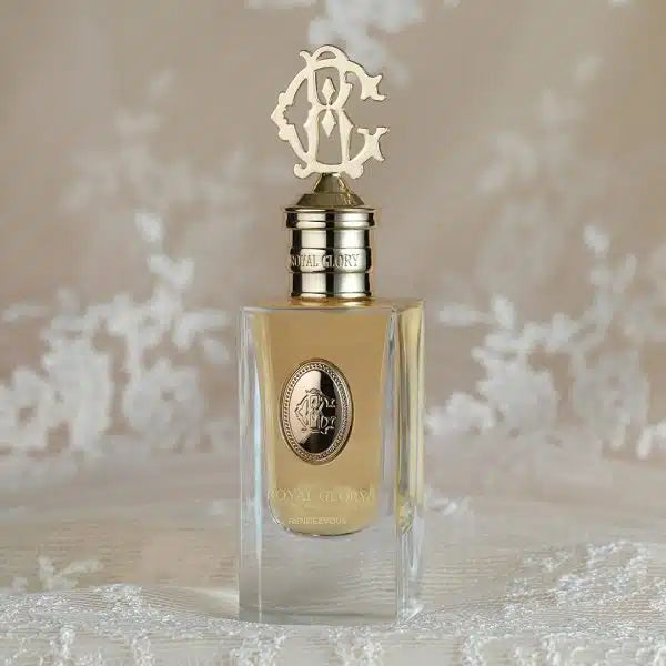 ROYAL GLORY Rendezvous niche perfume Dubai collection with elegant glass bottles and decorative metal caps
