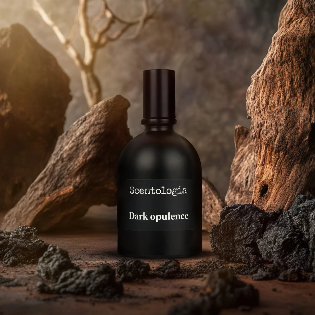 SCENTOLOGIA Dark opulence perfume bottle and black box packaging dark opulence fragrance