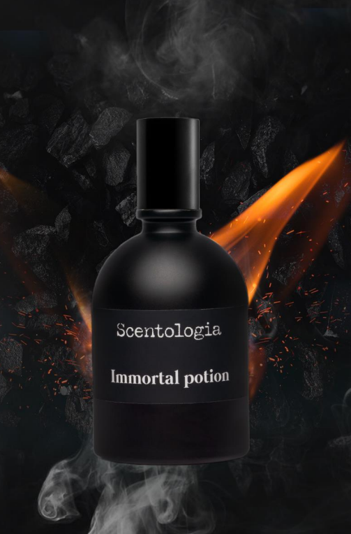SCENTOLOGIA Immortal Potion perfume black bottle and matching black box packaging