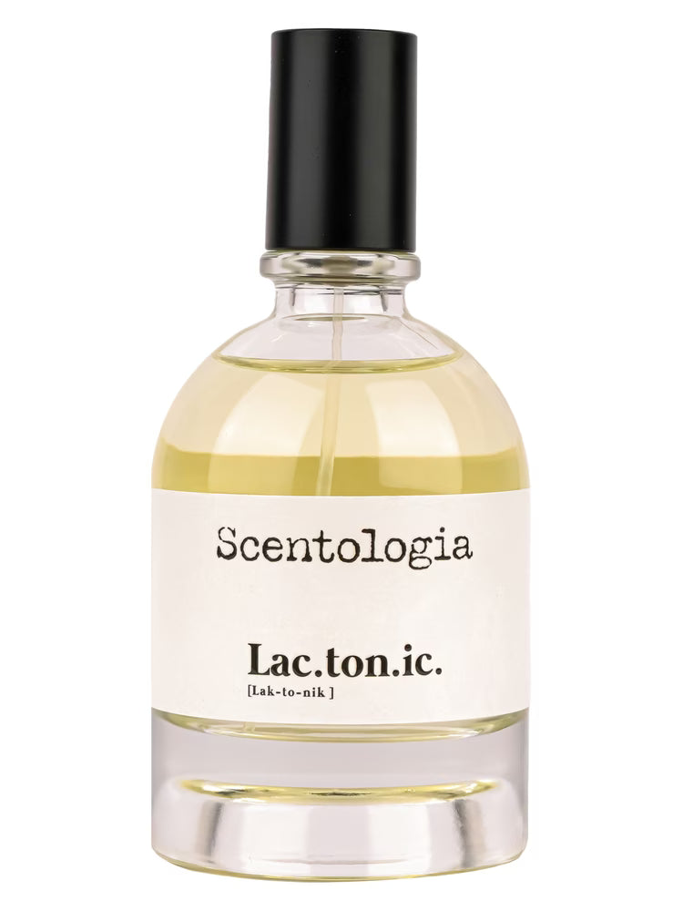 SCENTOLOGIA Lactonic perfume 100ml bottle with black cap and clear glass design