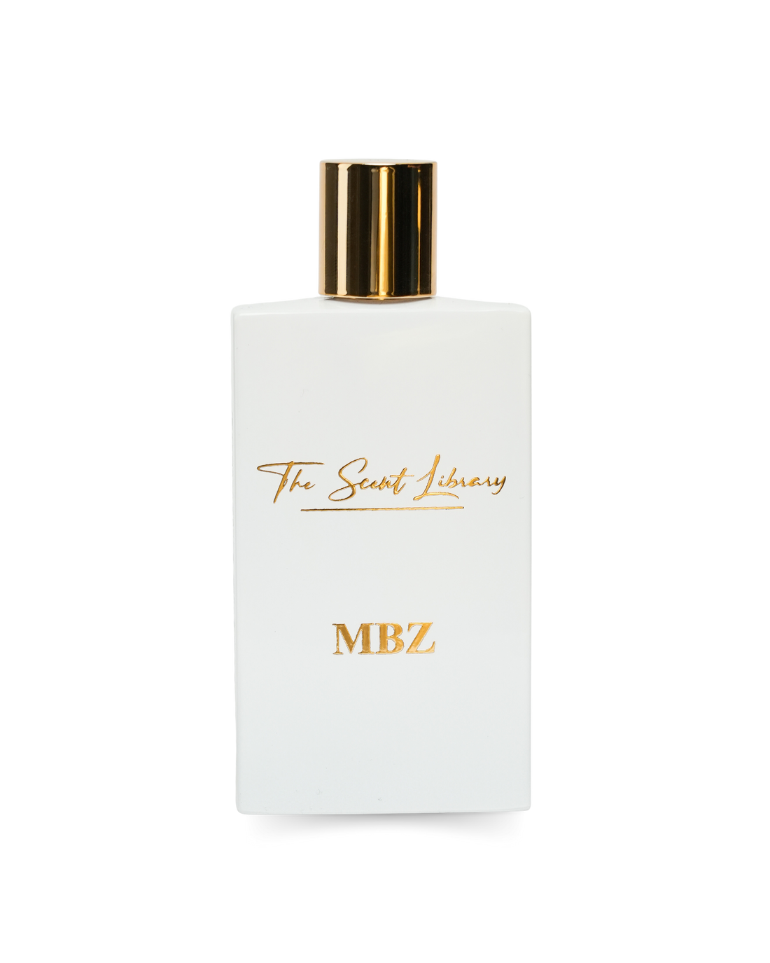 MBZ Chapter 10 perfume from The Scent Library in elegant white bottle with gold accents