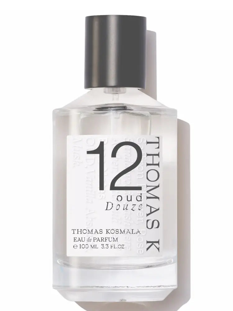 Thomas Kosmala Oud Douze EDP perfume bottle with clear glass and black cap 100ml