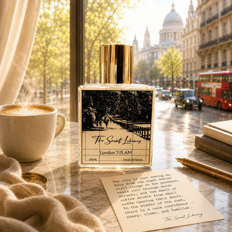 London 7:15 AM eau de parfum by The Scent Library — bright citrus and woods inspired by a London morning