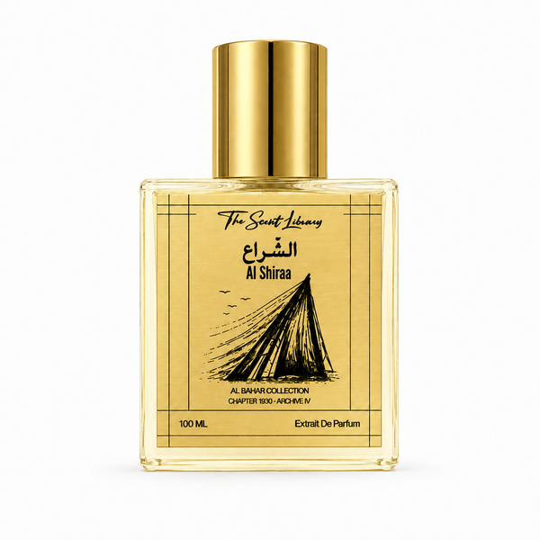 Al Shiraa by The Scent Library — fresh marine woods perfume inspired by the dhow sail