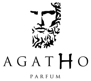 Agatho Parfum 195 a.C luxury perfume bottle with reflective silver finish and artistic cap design