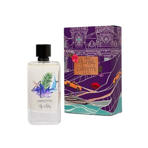 ALFRED RITCHY Larvotto perfume with exclusive Larvotto scent in decorative purple packaging
