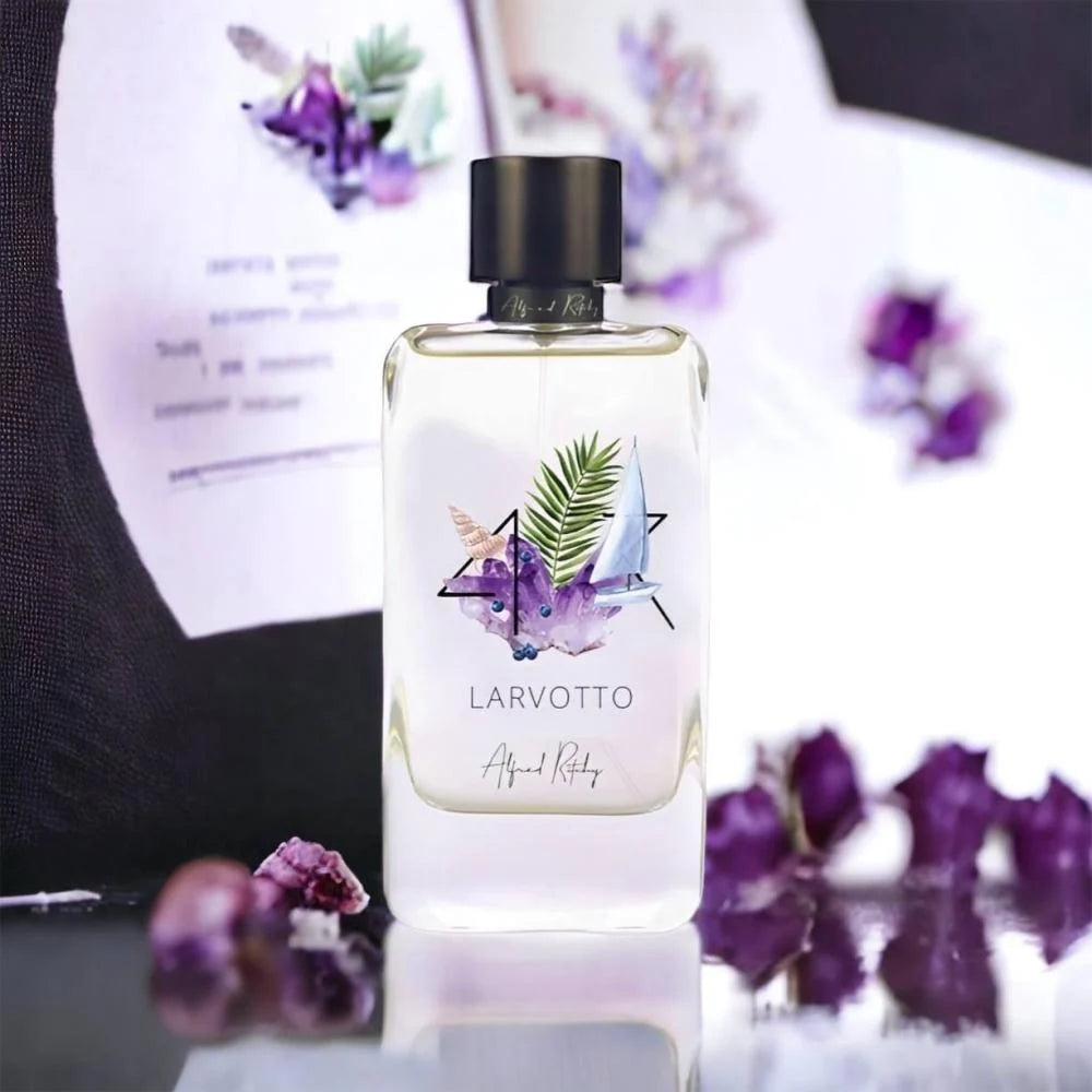 ALFRED RITCHY Larvotto perfume with exclusive Larvotto scent in decorative purple packaging