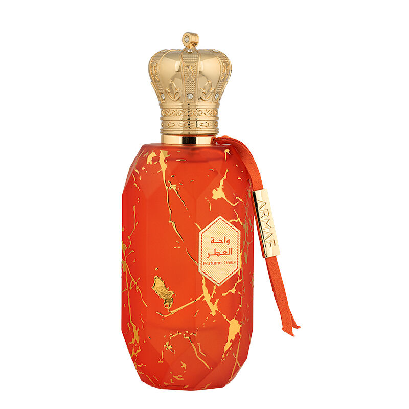 Perfume Oasis by Armaf red and gold decorative bottle with matching red box packaging