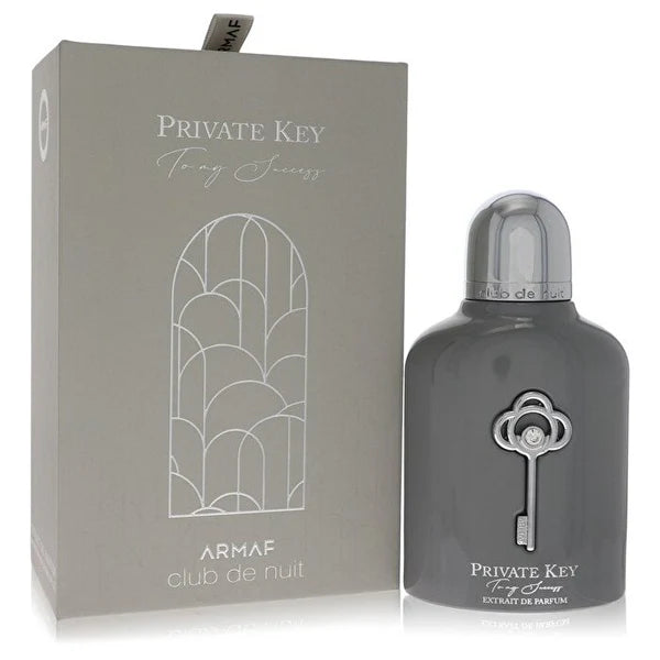 ARMAF Private Key To My Success fragrance bottle and box in gray with key design and club de nuit label