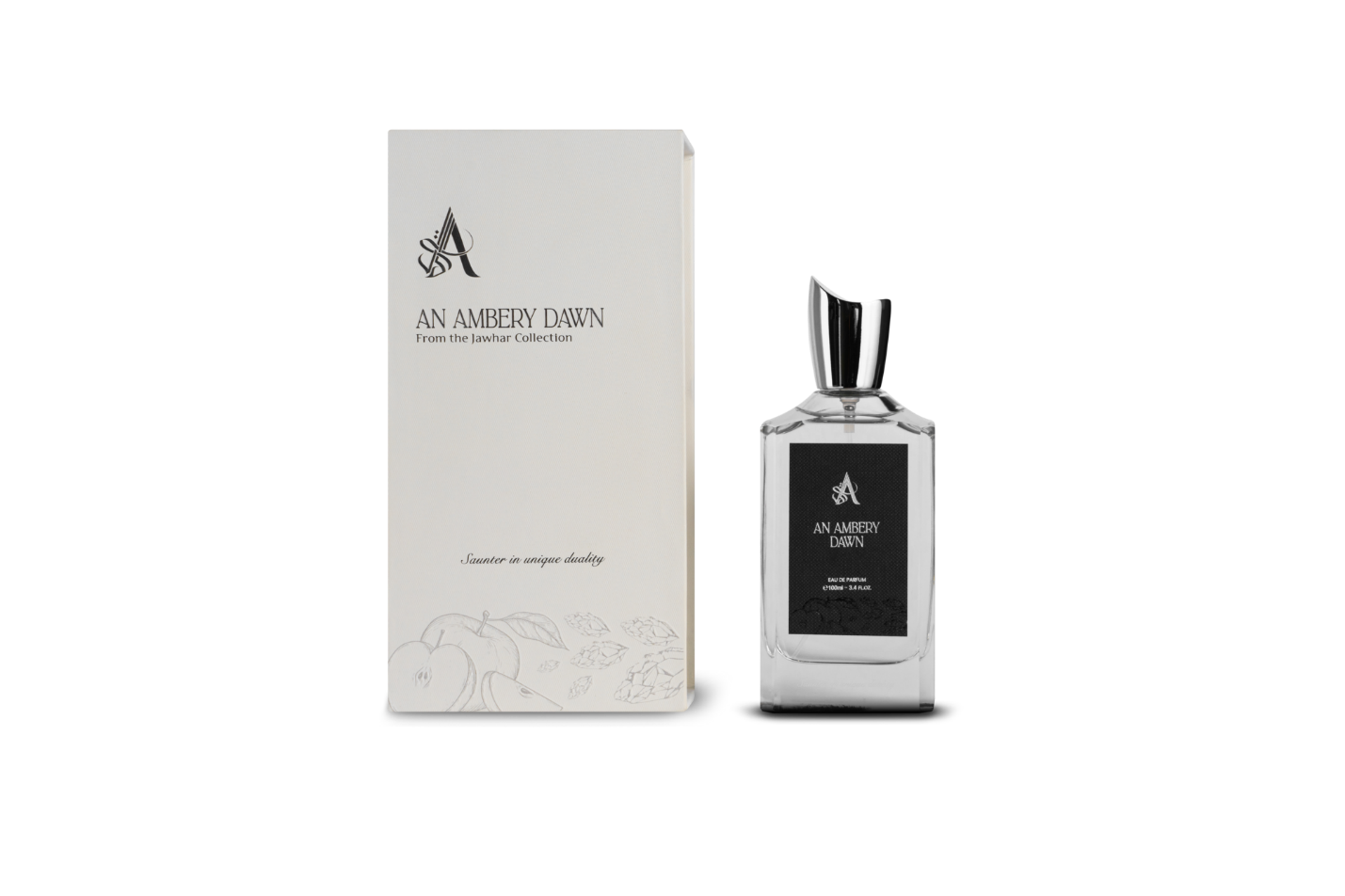 Artal Perfumes An Ambery Dawn 100ML perfume bottle with white packaging on black background