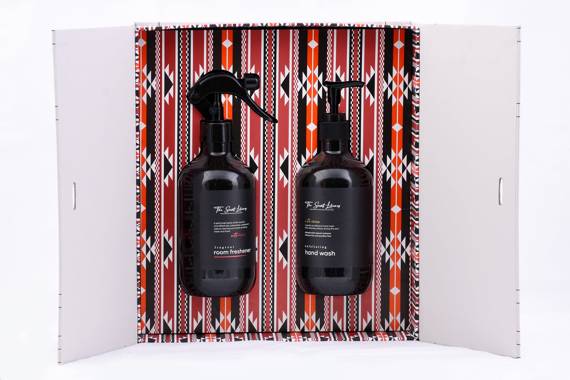 BAYTAK home essentials set featuring room freshener and hand wash in elegant packaging