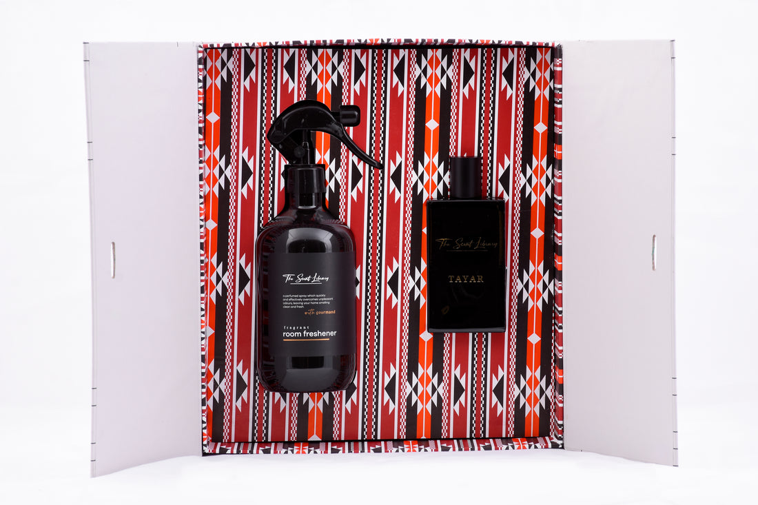 Baytak Signature Duo Dubai room freshener and scent gift set in decorative packaging
