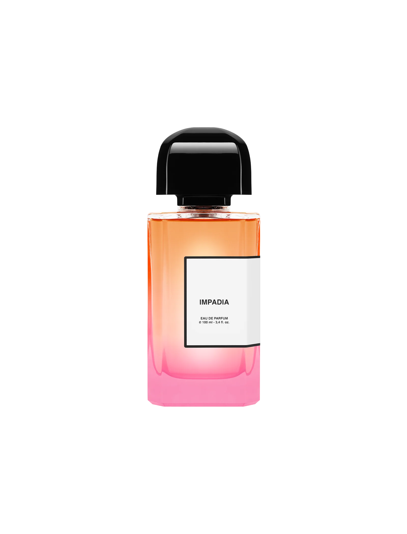 BDK Parfums Impadia Eau de Parfum bottle with gradient pink to orange glass and black cap